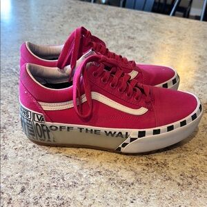 Vans Old Skool stacked logo Cabernet pink/true white mens 7 women’s 8.5